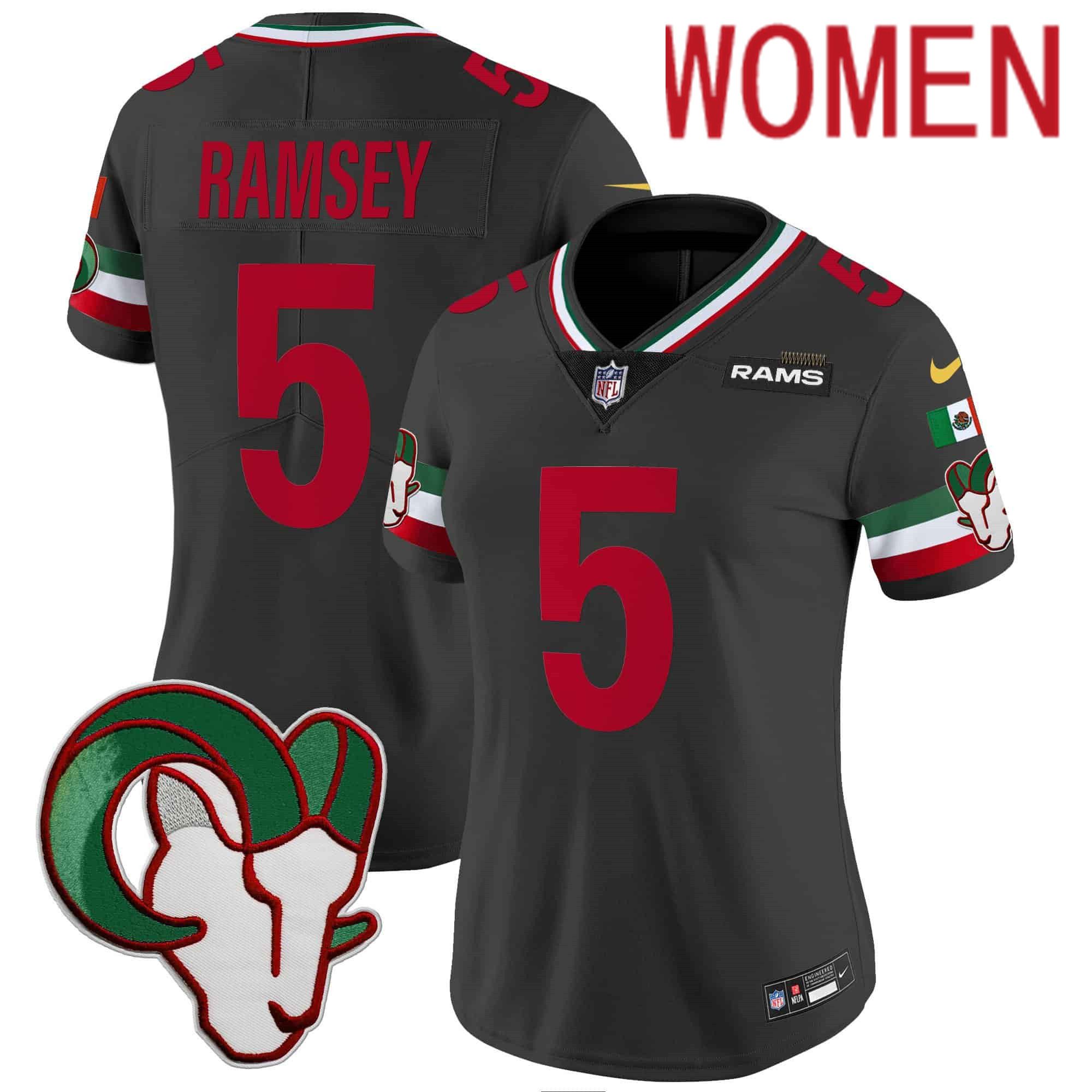 Women Los Angeles Rams 5 Ramsey Black 2024 Nike Mexico Vapor Limited NFL Jersey